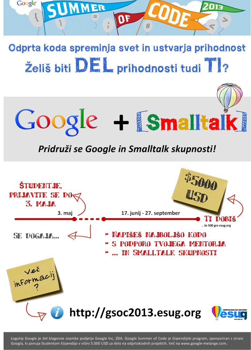 Smalltalk GSoC poster - Slovenian